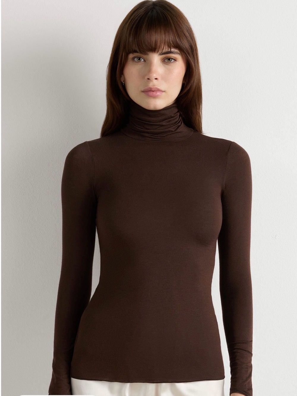 Intimissimi Modal Cashmere Ultralight High-Neck Top Brown Medium New